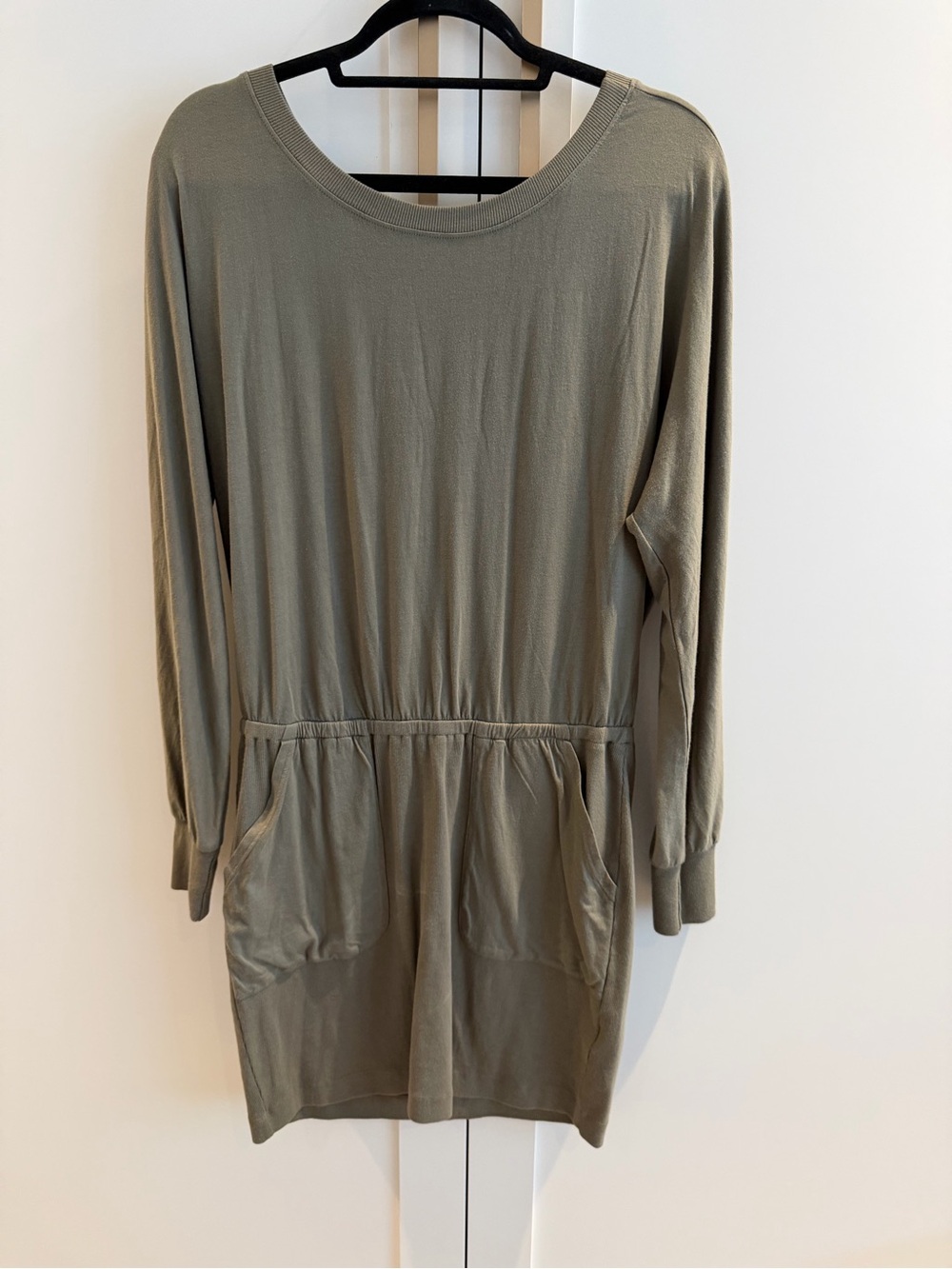 Michael Stars Women's Olive Long Sleeve Casual Pocket Dress